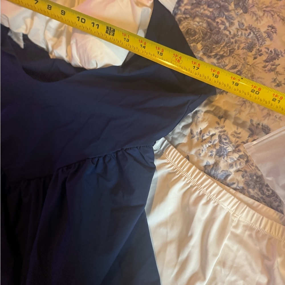 Navy Blue Tennis Dress with White Straps - Picture 10 of 10